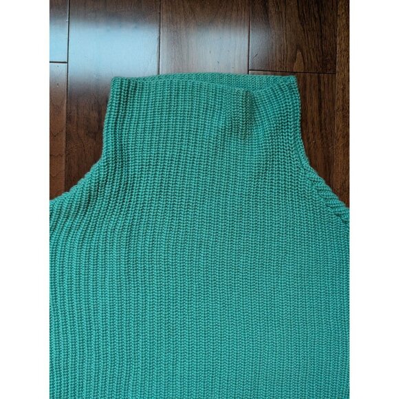 Wilfred 100% Merino Wool Teal Mock Neck Sweater Made in Italy Size S Oversize - Picture 3 of 7